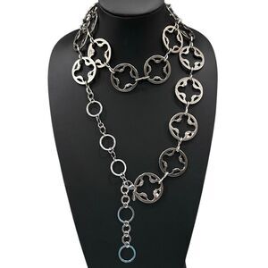 Vintage Chico's Statement Necklace 48” Silver-tone Adjustable Link Chain Belt